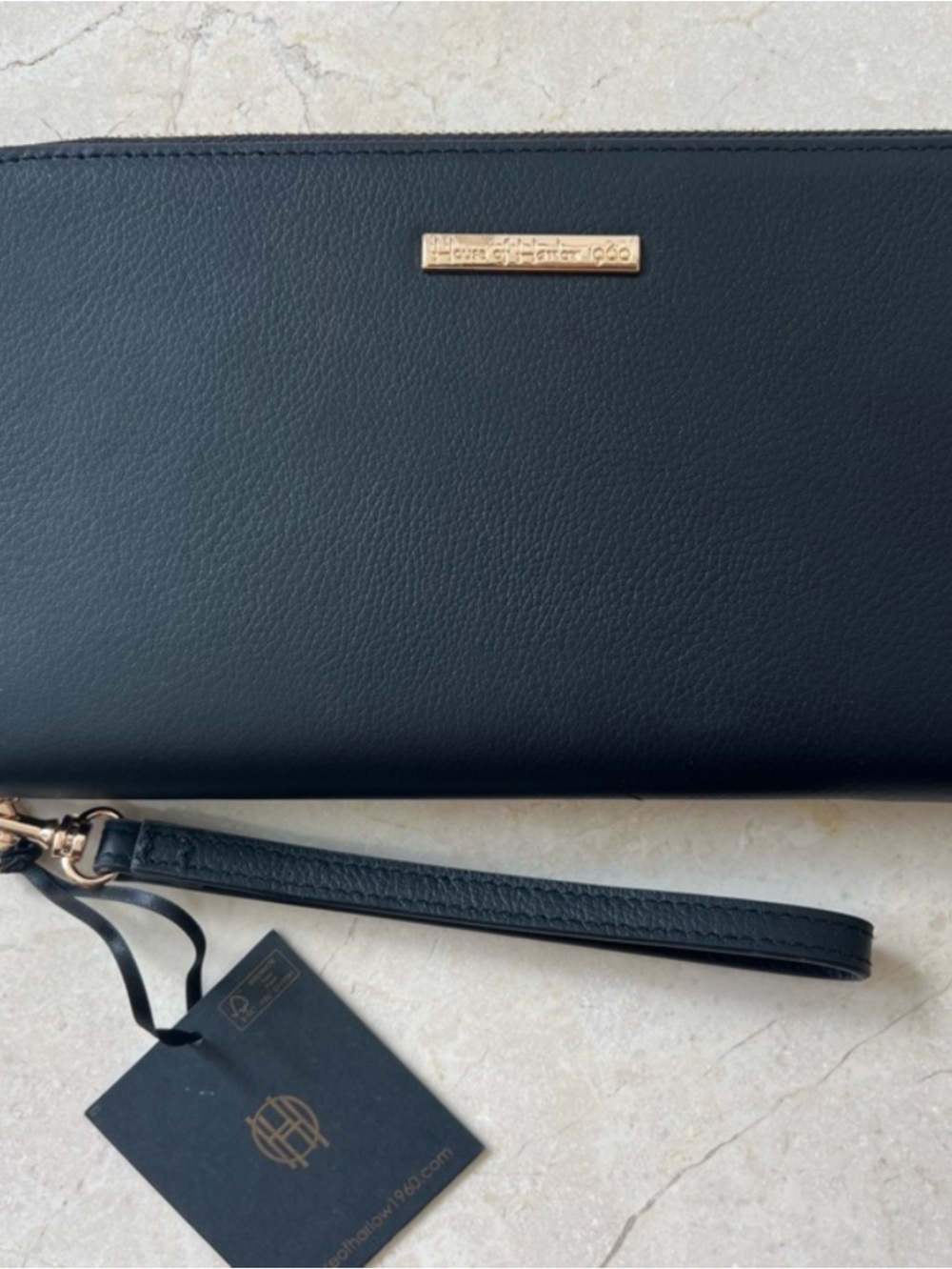 Black Zip-Around Wallet with goldtone hardware NEW